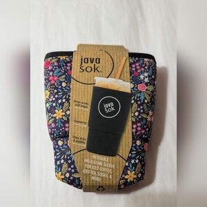 Java Sok Insulating Beverage Sleeve Reusable Floral NEW Large 30-32 Oz Cups